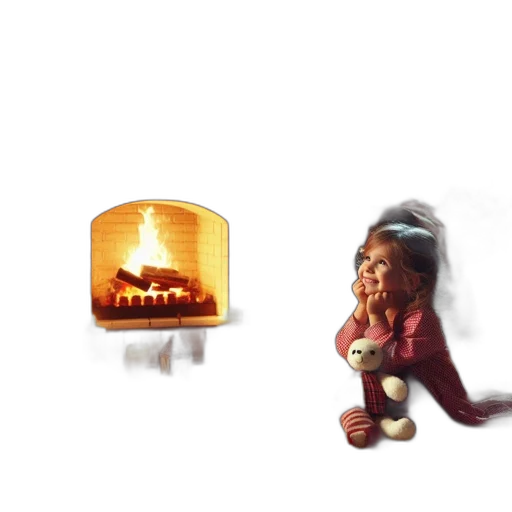concept art, 3d render, pixel art, fire, during, christmas, season, cheerful transparent PNG cut-out