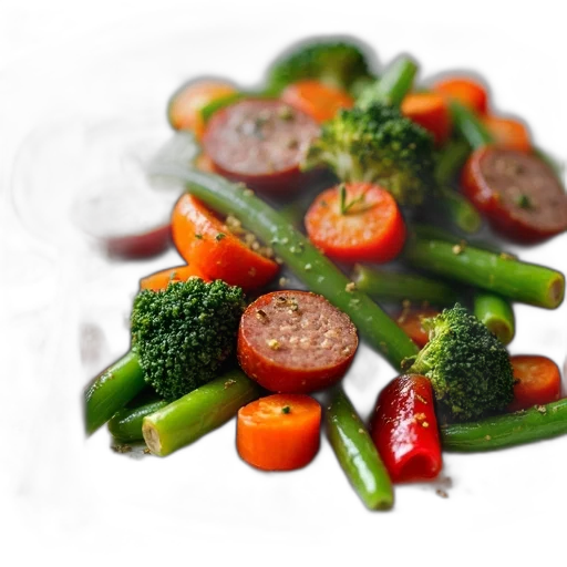 food, photorealistic, 3d render, close-up, view, plate, filled, variety transparent PNG cut-out