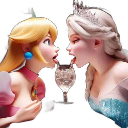 crown, 3d render, concept art, photorealistic, fantasy art, snow, two, contrasting transparent PNG cut-out