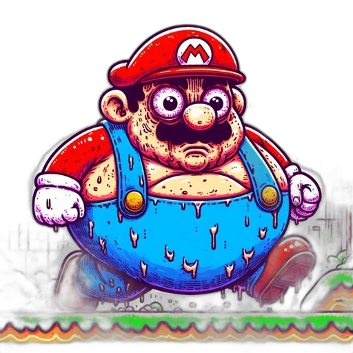 creature, pixel art, concept art, fantasy art, comic book art, illustrated, rendition, mario transparent PNG cut-out