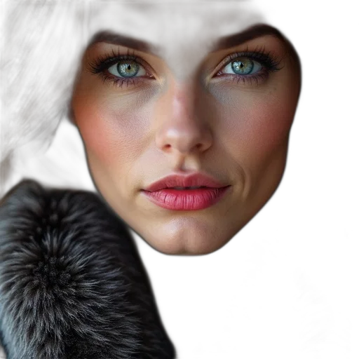 face, mask, hat, hair, photorealistic, fantasy art, 3d render, concept art transparent PNG cut-out