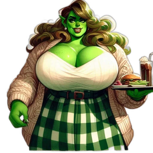 food, dress, concept art, fantasy art, comic book art, photorealistic, green, animated transparent PNG cut-out