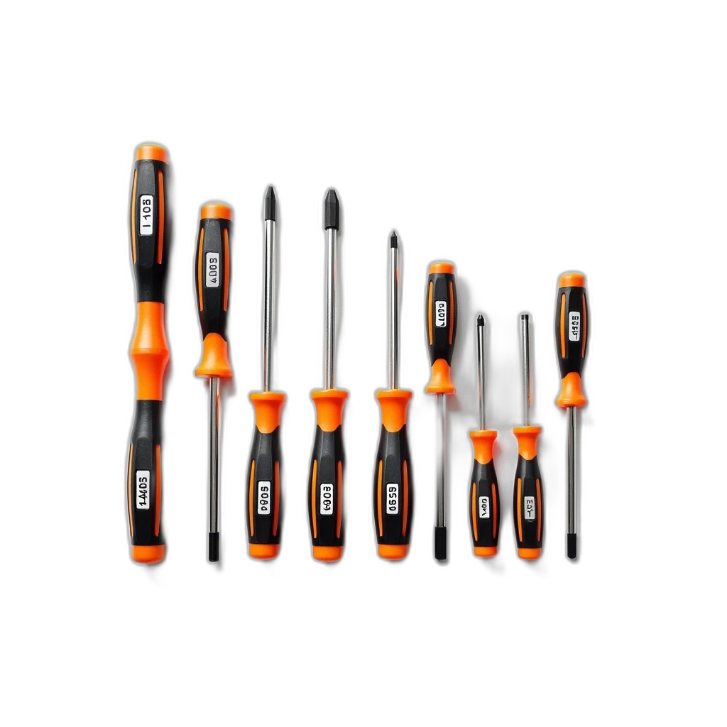 staff, weapon, hair, 3d render, set, screwdrivers, black, orange transparent PNG cut-out