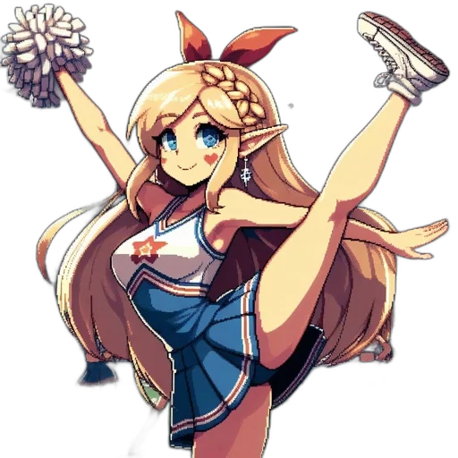 staff, dress, anime, pixel art, cartoon, concept art, animated, cheerleader transparent PNG cut-out