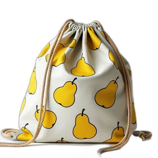 small, drawshow, bag, pear, print, all, over, drawsack transparent PNG cut-out