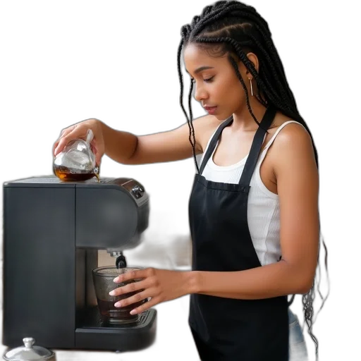 food, photorealistic, 3d render, woman, braided, hair, wearing, white transparent PNG cut-out