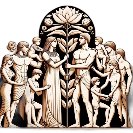 jewelry, crown, staff, furniture, forest, fire, earth tones, ancient-inspired transparent PNG cut-out