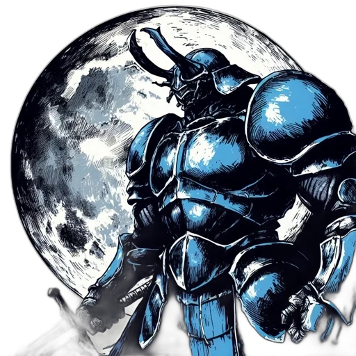 robot, concept art, fantasy art, comic book art, watercolor, blue, monochrome, warrior transparent PNG cut-out