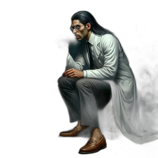 staff, creature, jacket, concept art, fantasy art, comic book art, photorealistic, fog transparent PNG cut-out
