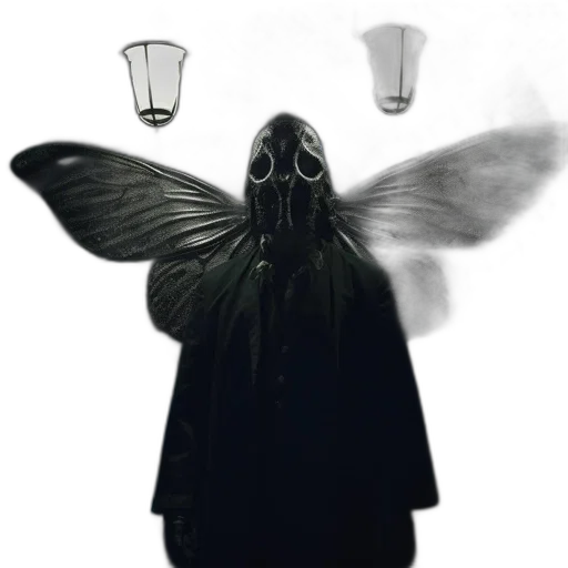 mask, creature, umbrella, staff, concept art, fantasy art, pixel art, photorealistic transparent PNG cut-out