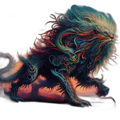 dragon, creature, hair, animal, fantasy art, concept art, watercolor, photorealistic transparent PNG cut-out