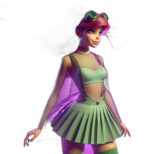 dress, concept art, 3d render, fantasy art, pixel art, pastel, neon, colorful transparent PNG cut-out