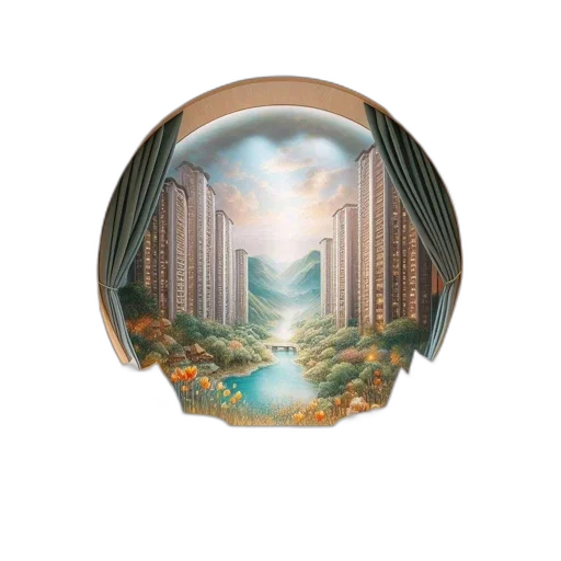 hat, mask, crown, building, vaporwave, photorealistic, concept art, fantasy art transparent PNG cut-out