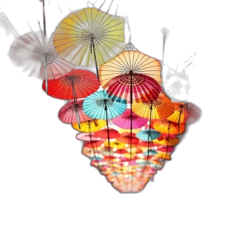 umbrella, hat, flower, mask, 3d render, photorealistic, concept art, fantasy art transparent PNG cut-out