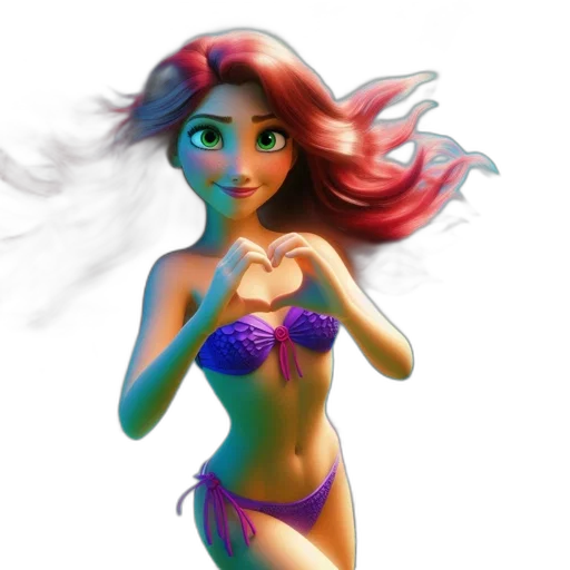 fantasy art, 3d render, concept art, cartoon, underwater, pastel, colorful, female transparent PNG cut-out