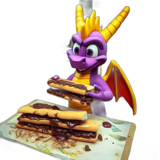 dragon, food, 3d render, concept art, vibrant, dragon-like, creature, holds transparent PNG cut-out