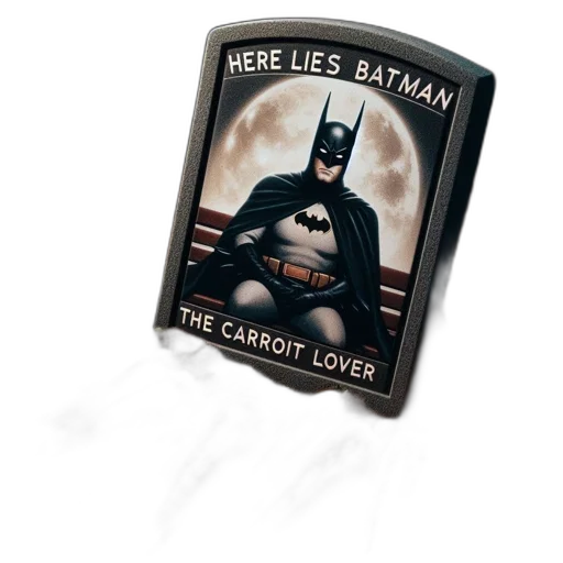 jewelry, comic book art, concept art, humorous, depiction, batman, gravestone, reading transparent PNG cut-out