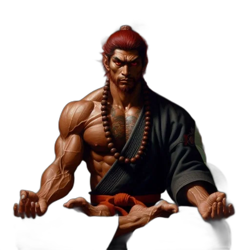 concept art, comic book art, fantasy art, pixel art, muscular, man, tattoos, topknot transparent PNG cut-out