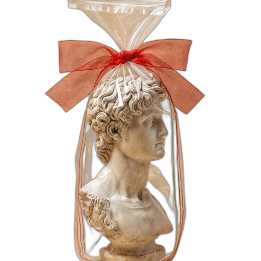 jewelry, photorealistic, 3d render, plastic, bag, marble, bust, statue transparent PNG cut-out