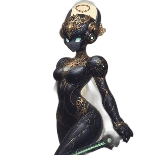 dress, jewelry, mask, robot, concept art, fantasy art, 3d render, comic book art transparent PNG cut-out