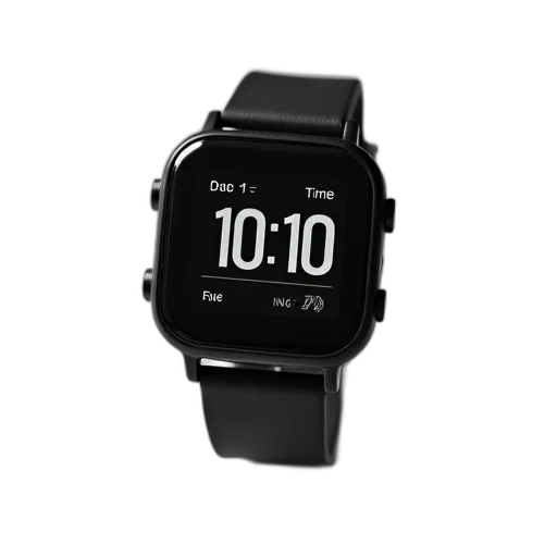 black, white, image, digital, wristwatch, strap, displaying, time transparent PNG cut-out