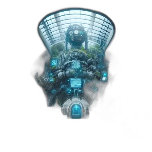 robot, mask, bottle, weapon, concept art, pixel art, fantasy art, 3d render transparent PNG cut-out