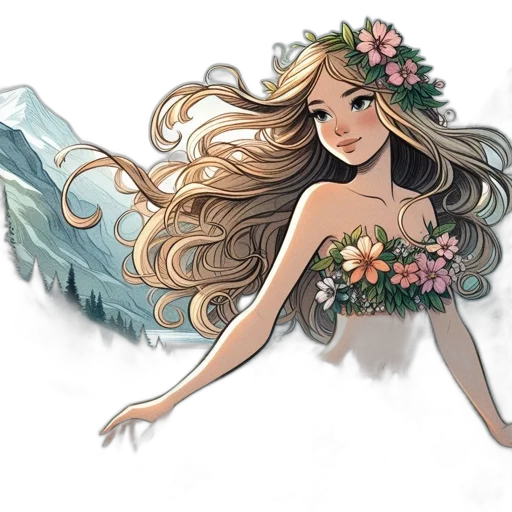fantasy art, watercolor, concept art, cartoon, underwater, pastel, earth tones, animated transparent PNG cut-out