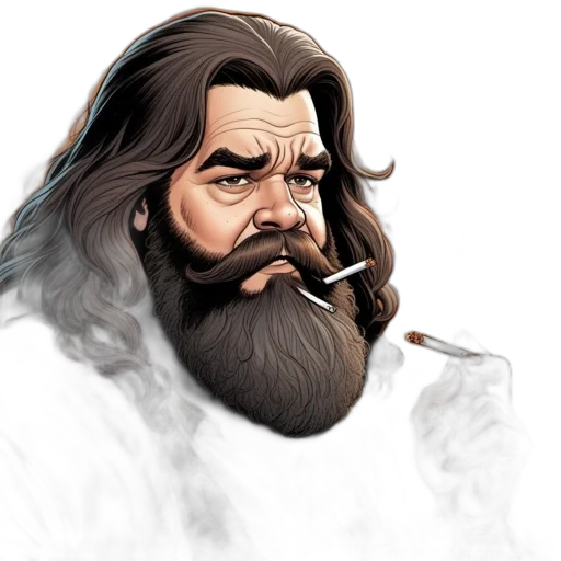 face, fantasy art, concept art, comic book art, photorealistic, middle-aged, man, long transparent PNG cut-out
