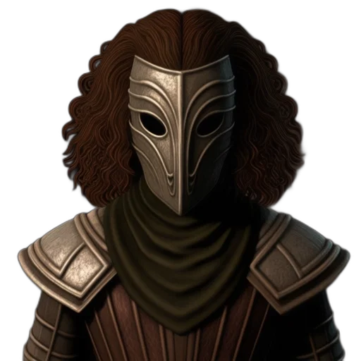 mask, staff, face, sword, concept art, fantasy art, 3d render, pixel art transparent PNG cut-out