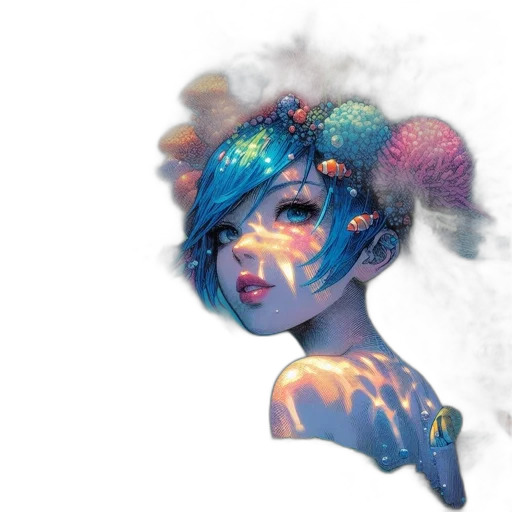 mask, face, crown, concept art, fantasy art, watercolor, photorealistic, outer space transparent PNG cut-out