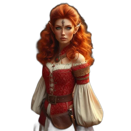 dress, staff, crown, fantasy art, concept art, photorealistic, 3d render, red transparent PNG cut-out