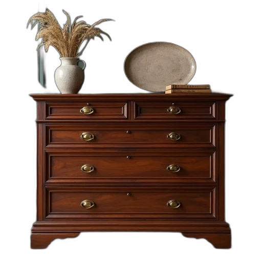 furniture, jewelry, photorealistic, 3d render, earth tones, classic, wooden, dresser transparent PNG cut-out