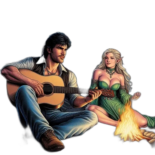 comic book art, fantasy art, concept art, pixel art, fire, sunset, beach, forest transparent PNG cut-out