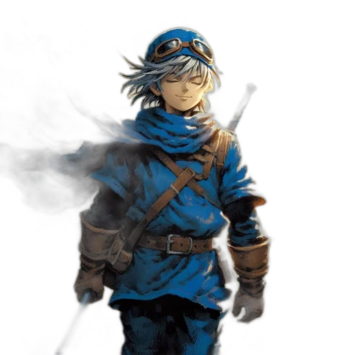 sword, staff, weapon, jacket, concept art, fantasy art, comic book art, watercolor transparent PNG cut-out
