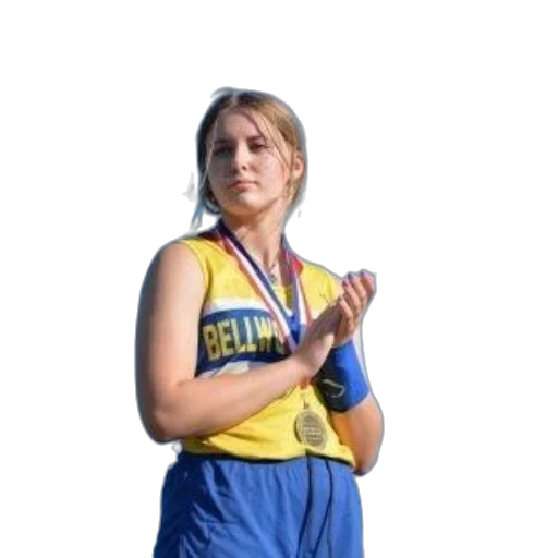 staff, jewelry, weapon, young, athlete, wearing, yellow, blue transparent PNG cut-out