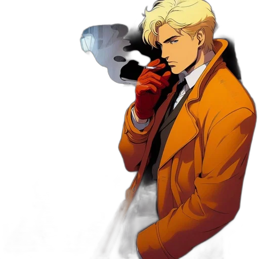 jacket, weapon, staff, mask, concept art, comic book art, pixel art, anime transparent PNG cut-out