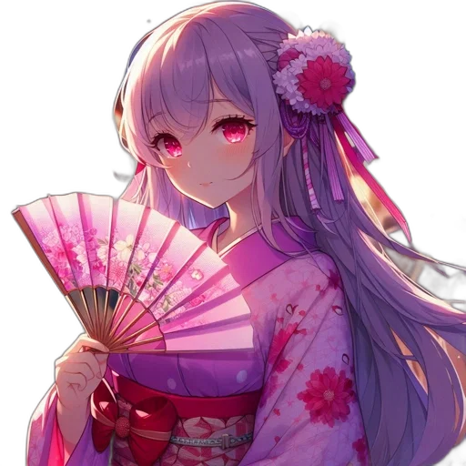 umbrella, staff, flower, weapon, anime, vaporwave, fantasy art, pixel art transparent PNG cut-out