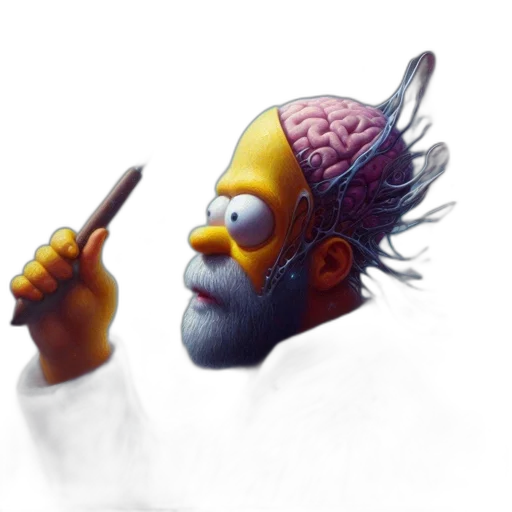 staff, face, concept art, cyberpunk, photorealistic, pixel art, homer, simpson transparent PNG cut-out