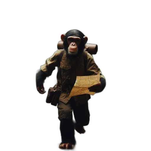 animal, creature, jacket, staff, concept art, 3d render, photorealistic, pixel art transparent PNG cut-out