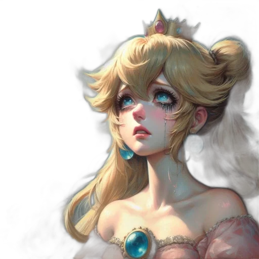 crown, dress, face, fantasy art, watercolor, concept art, anime, pastel transparent PNG cut-out