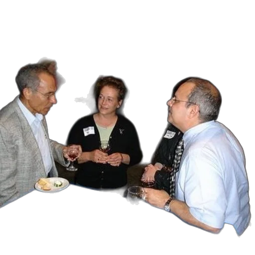 staff, jacket, food, three, people, table, wine, glasses transparent PNG cut-out