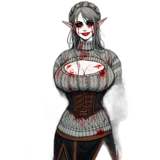 dress, staff, fantasy art, concept art, pixel art, watercolor, dark, red transparent PNG cut-out
