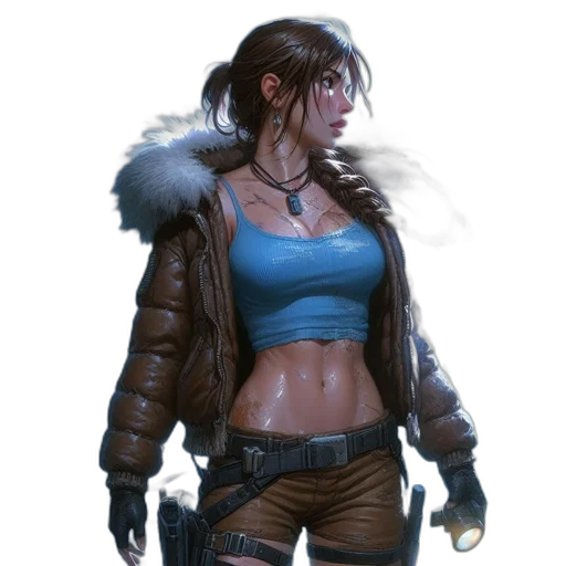 jacket, concept art, cyberpunk, fantasy art, comic book art, snow, blue, dark transparent PNG cut-out