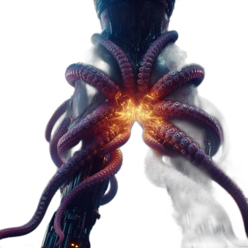 creature, hair, staff, concept art, fantasy art, 3d render, comic book art, fire transparent PNG cut-out