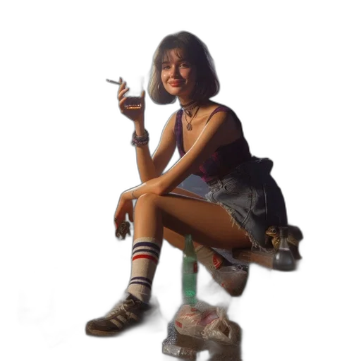 shoes, concept art, photorealistic, fantasy art, pixel art, neon lights, young, woman transparent PNG cut-out