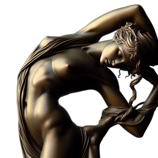 jewelry, hair, photorealistic, 3d render, concept art, fantasy art, bronze, statue transparent PNG cut-out