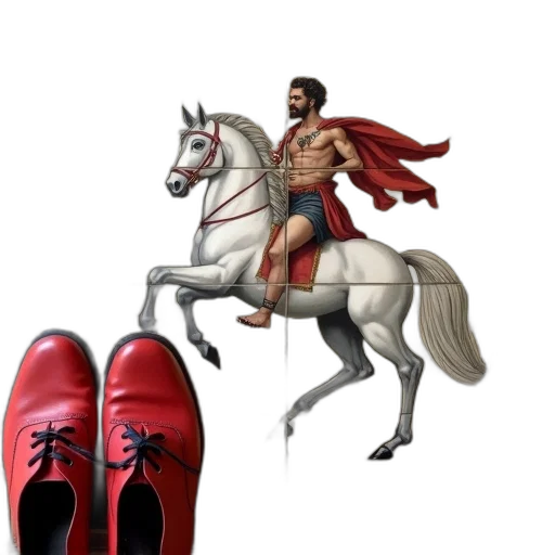 shoes, concept art, fantasy art, photorealistic, comic book art, red, mosaic, tile transparent PNG cut-out