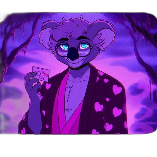 jacket, creature, staff, animal, vaporwave, concept art, cartoon, anime transparent PNG cut-out