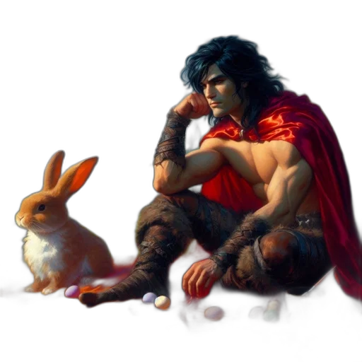 animal, concept art, fantasy art, pixel art, comic book art, man, red, cloak transparent PNG cut-out