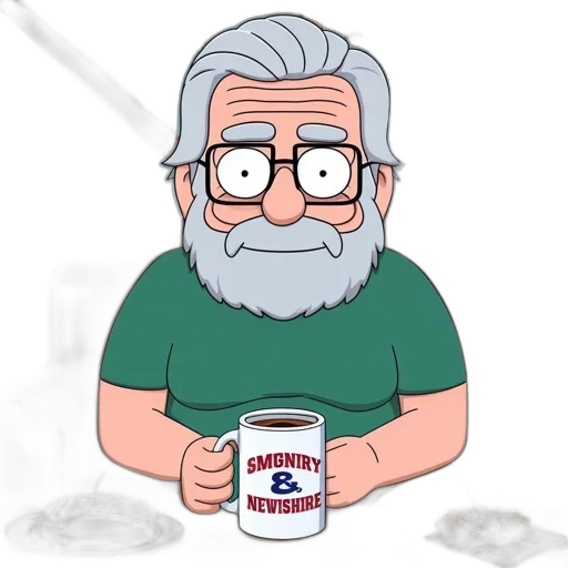 cartoon, concept art, 3d render, pixel art, elderly, man, white, beard transparent PNG cut-out